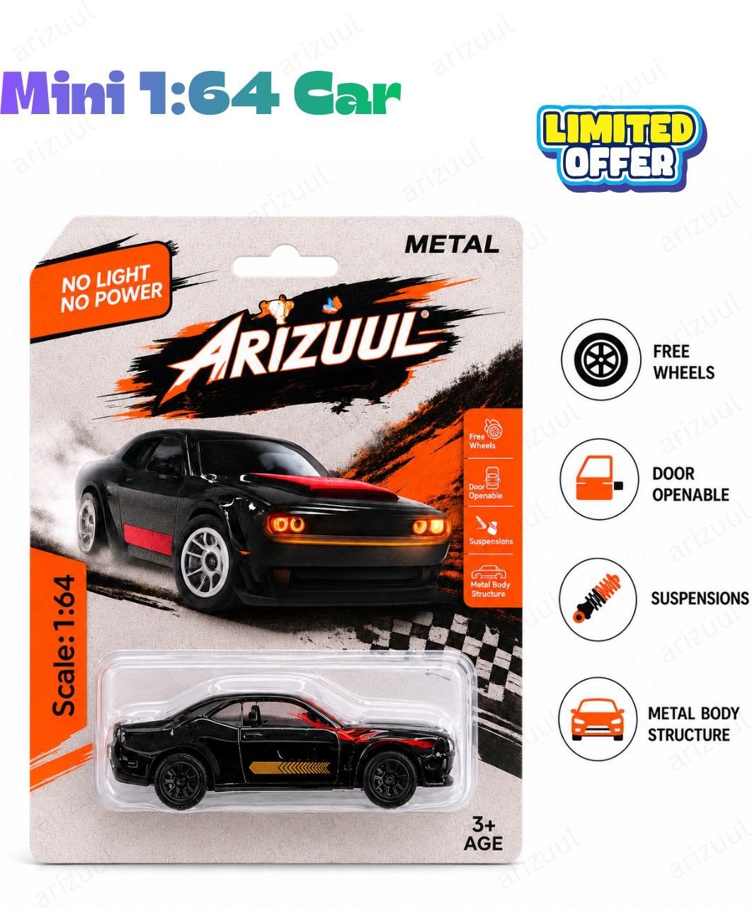 arizuul Dodge Challenger Premium Racing Toy Car with High Quality Diecast Metal Body-picture-32