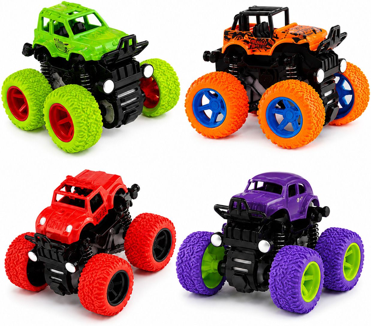 Mini Monster Truck Toy Pack of 4 Big Wheel Friction Cars for Kids 3+-image-46