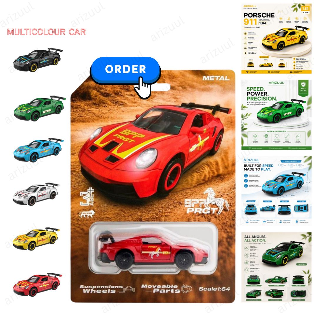 arizuul Mini Porsche Sports Coupe Metal Collectible Car-picture-17