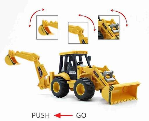 forsikha Heavy Duty Friction Powered Bulldozer Truck Rubber Wheels 2in1 JCB Excavator Toy-picture-19