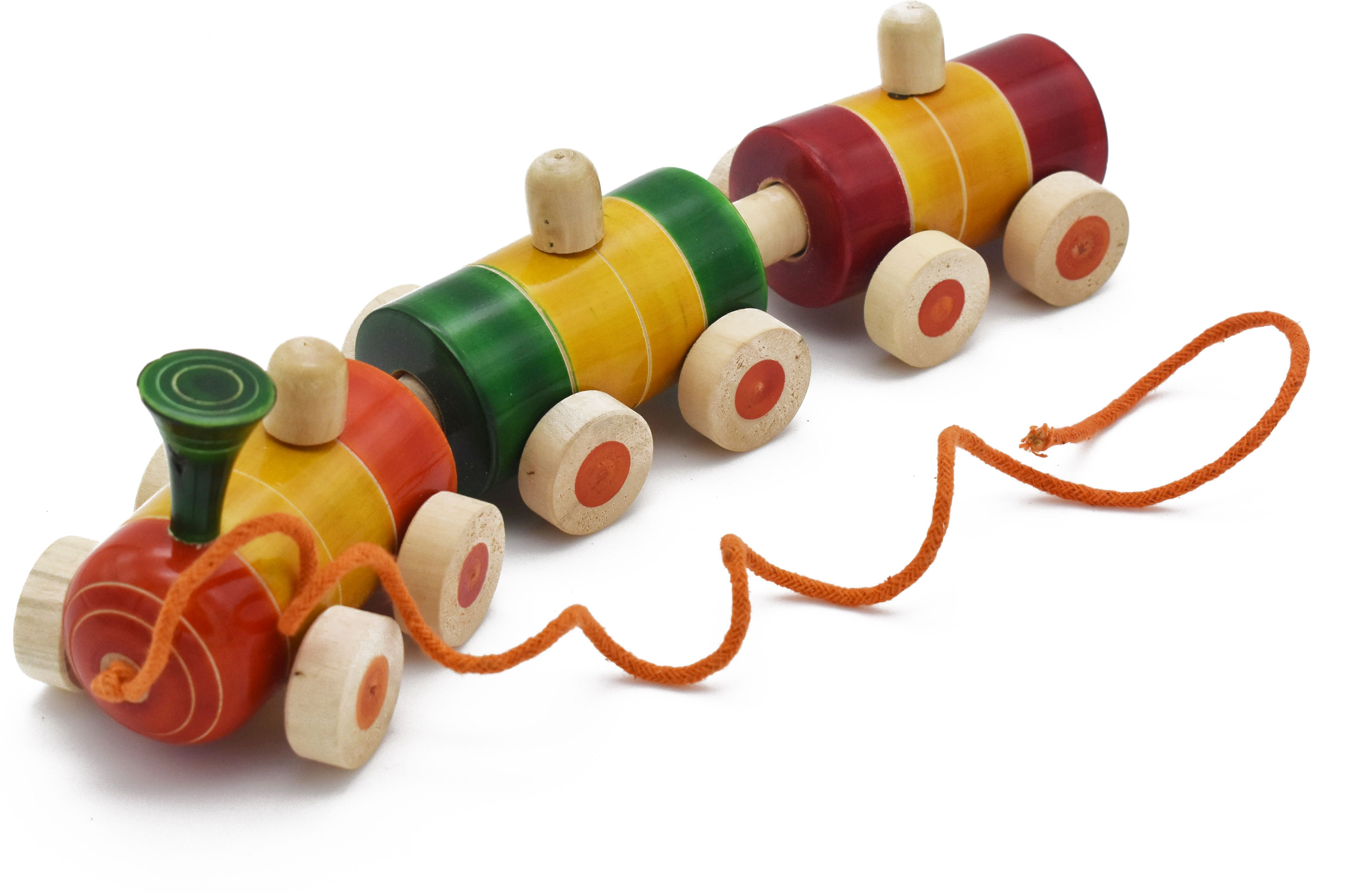 justhandmade Wooden Pom Pom Pull Along Toy -Train-picture-10