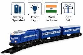 Plastic blue passenger train containing 1 engine and 2 coaches mini pack-image-17