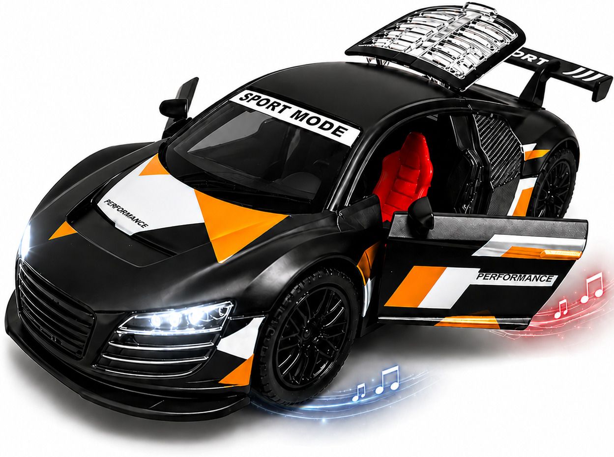 Die Cast Toy Car Pull Back with Lights Sound Open Doors car Kids Boys & Girls-image-30