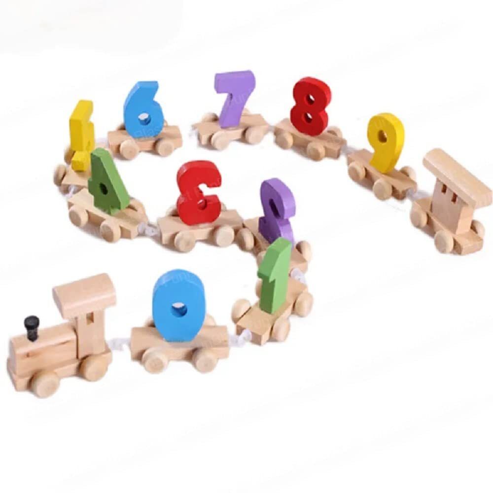 little mind Wooden Numbers Colorful Train, Vehicle Pattern 0 to 9 Number For kids-picture-33