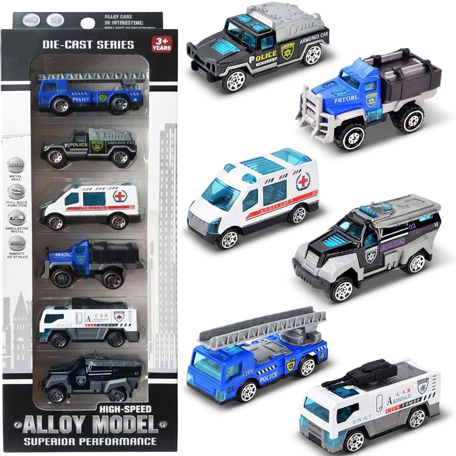toyxiity mall Die-Cast Alloy Vehicle Set for Kids Police Ambulance & SWAT Car Models-picture-21
