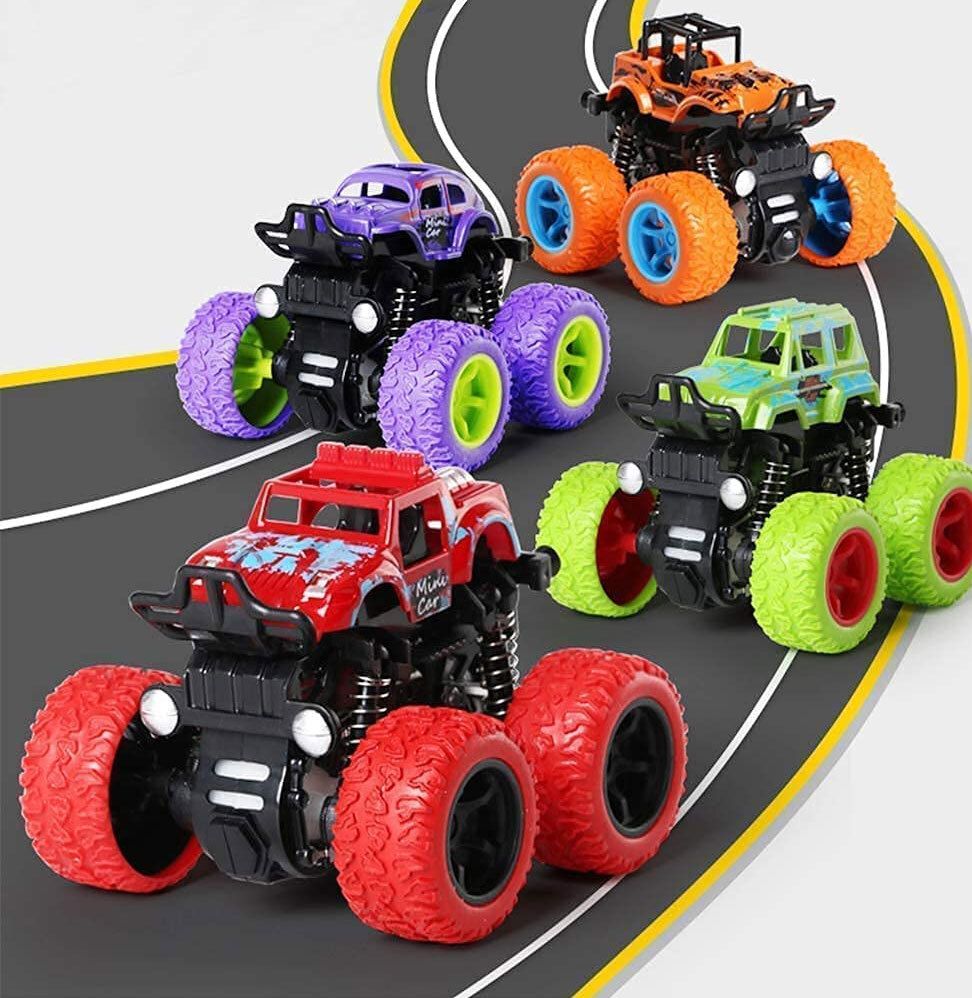 Pack-4 Monster Trucks Friction Powered monster Car for Boys 3+ Years Old Durable