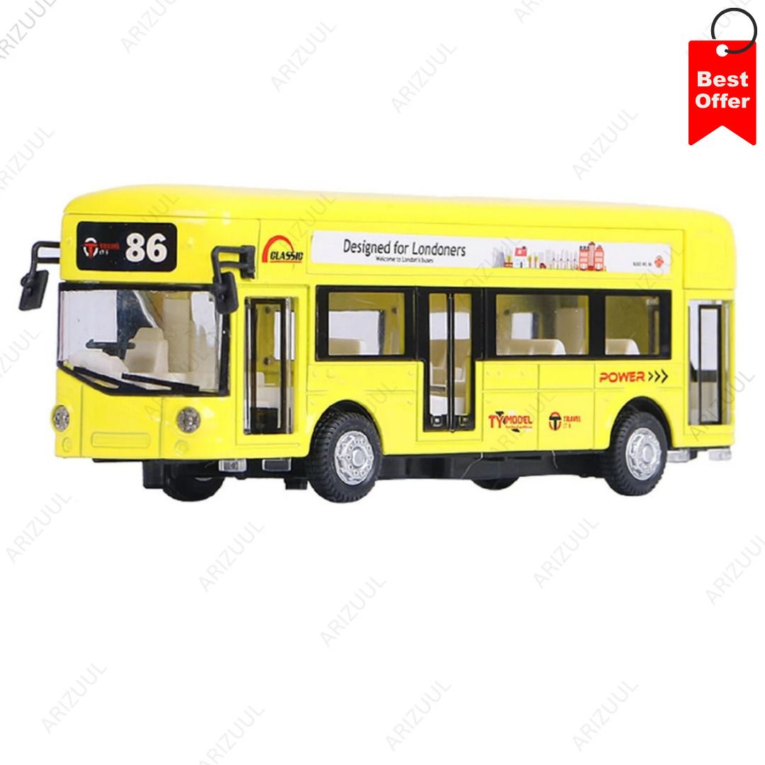 Diecast London Bus Toy Alloy Double Decker with Sound, Light & Realistic Design-image-31