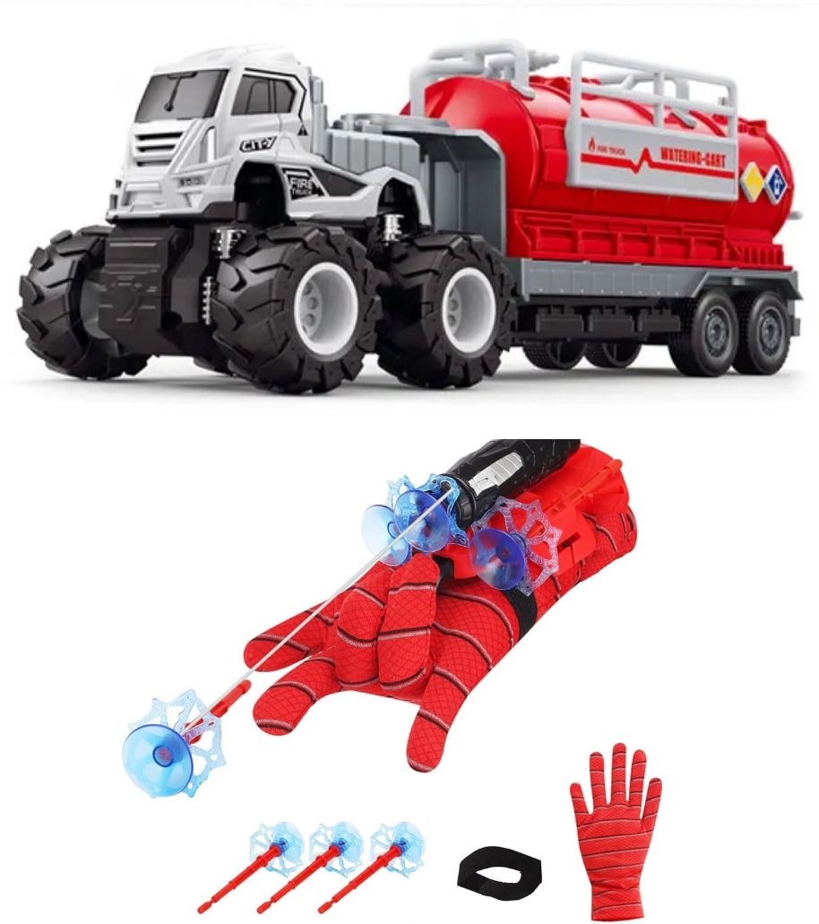 Spiderman Web Shooter Cross Bow Launcher,Diecast Alloy Fire Fighting Big Truck-image-49