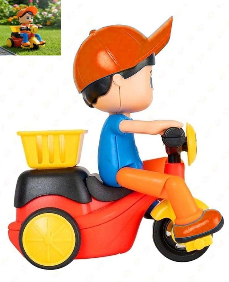 Friction Powered Mini Tricycle Cartoon Scooter Toy with SwingFunction Stunt Bike-image-46