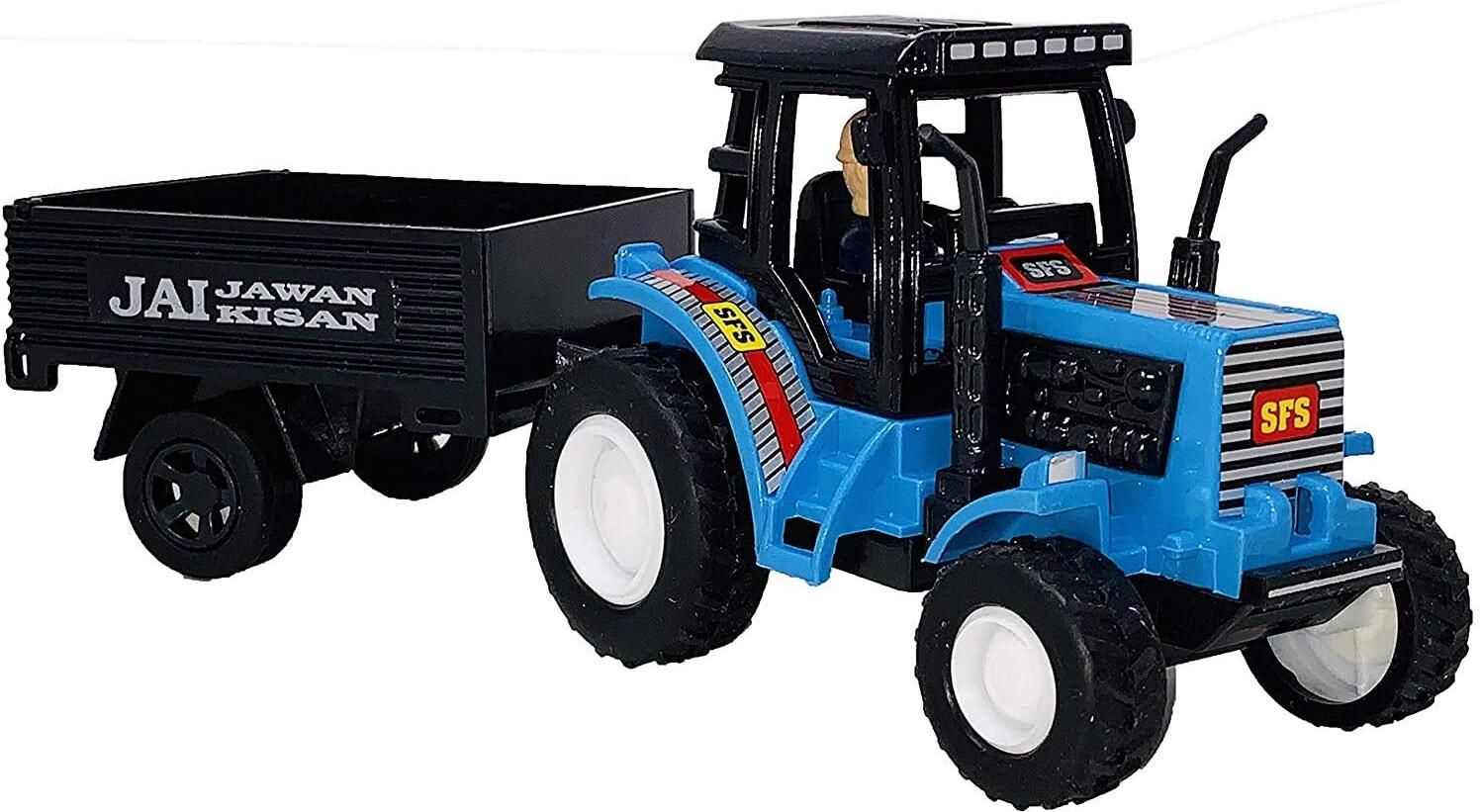 Farm Tractor Trolley Toy with Pull Back Action & Trailer Farming Vehicle-image-2