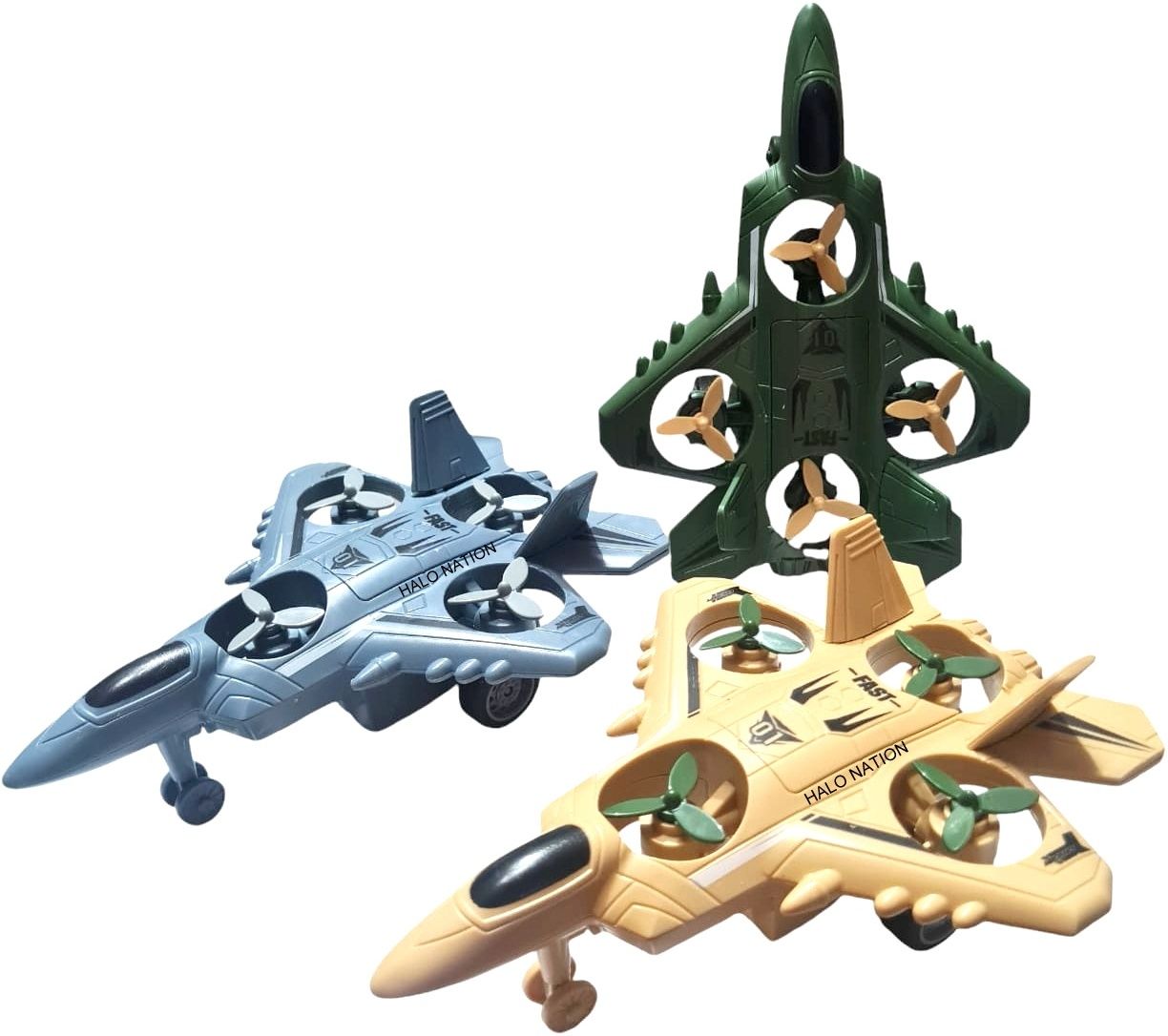 Diecast Military Airplane Aircraft Inertia Powered Fighter Jet Wit Rotating Fan