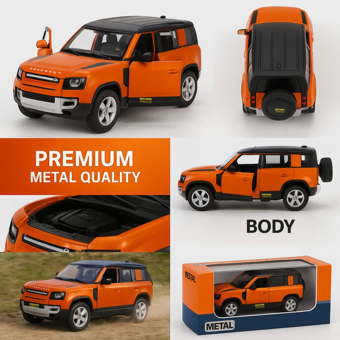 Die Cast Range Rover Defender Toy Car Pull Back with Openable Doors Model-image-31