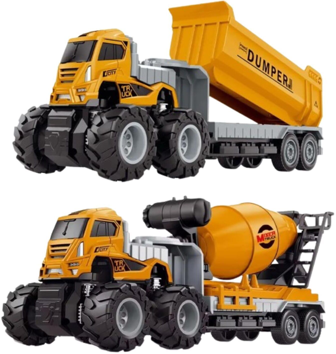 deoxy Dumper and Cement Mixer Construction Toy Truck Set for Kids-picture-17