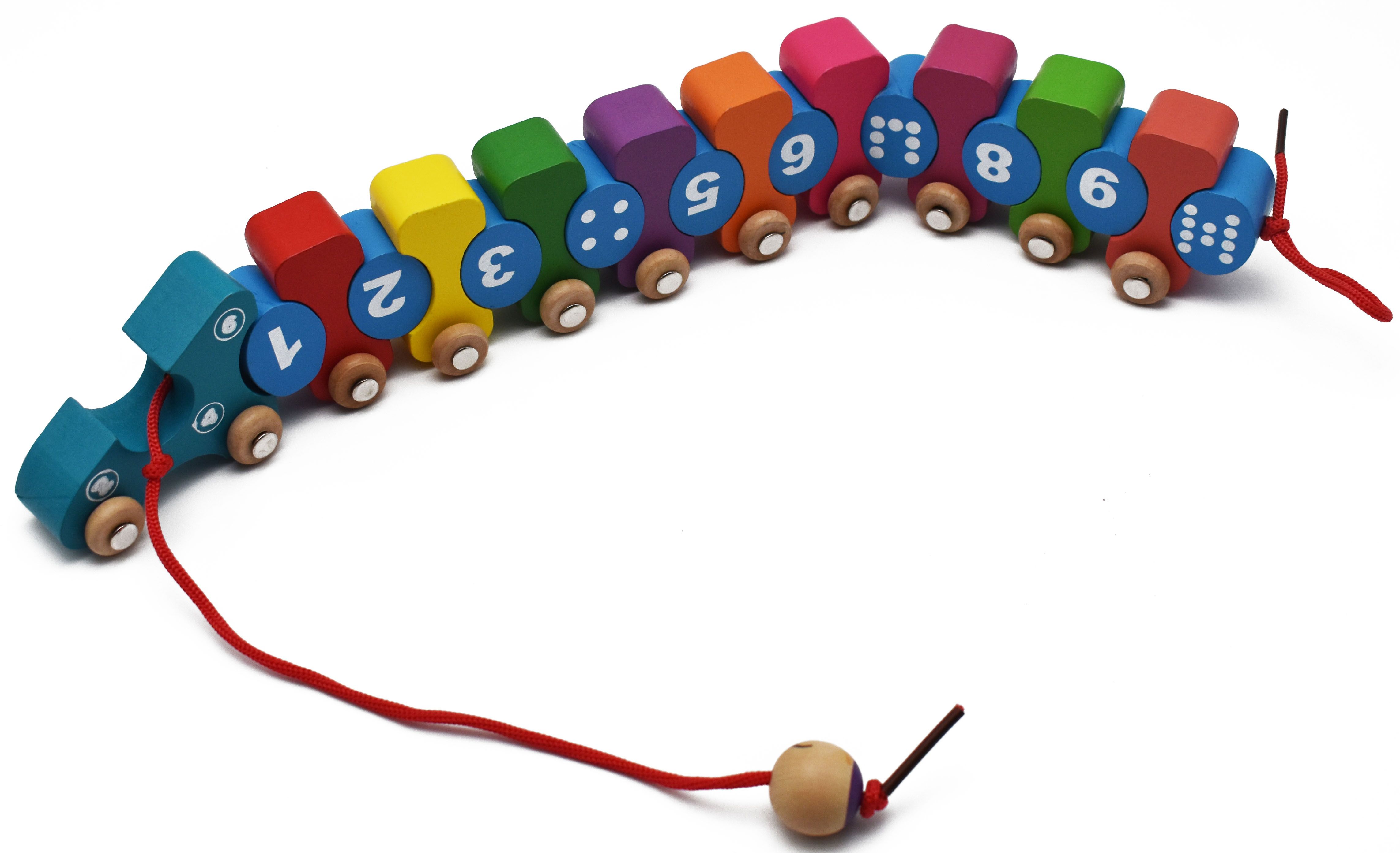 justhandmade Wooden Push and Pull Along Caterpillar Number with Dots | Number Train for Kids-picture-29