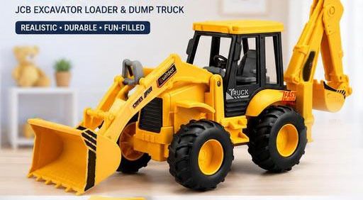 forsikha Heavy Duty 2 in 1 action figure Dumper, Friction Powered JCB Backhoe Loader Toy-picture-45