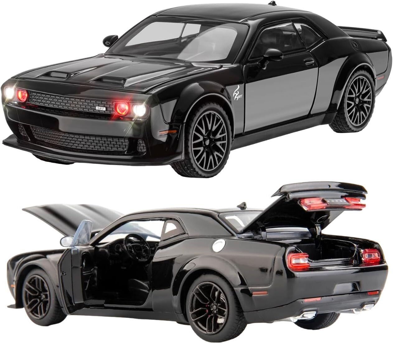 1/24 Dodge Challenger SRT Hellcat Car Model,Diecast Model Car with Lights,Sounds-image-4