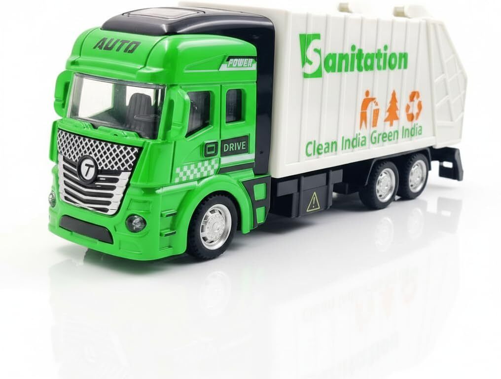 pluspoint Die Cast Metal Garbage Truck Pull Back Action City S-picture-41