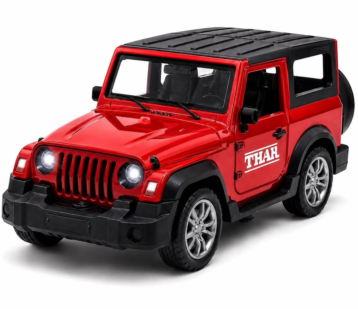 THAR Metal Jeep Toy Car with Lights & Music, Pullback Action, Openable Doors-image-37