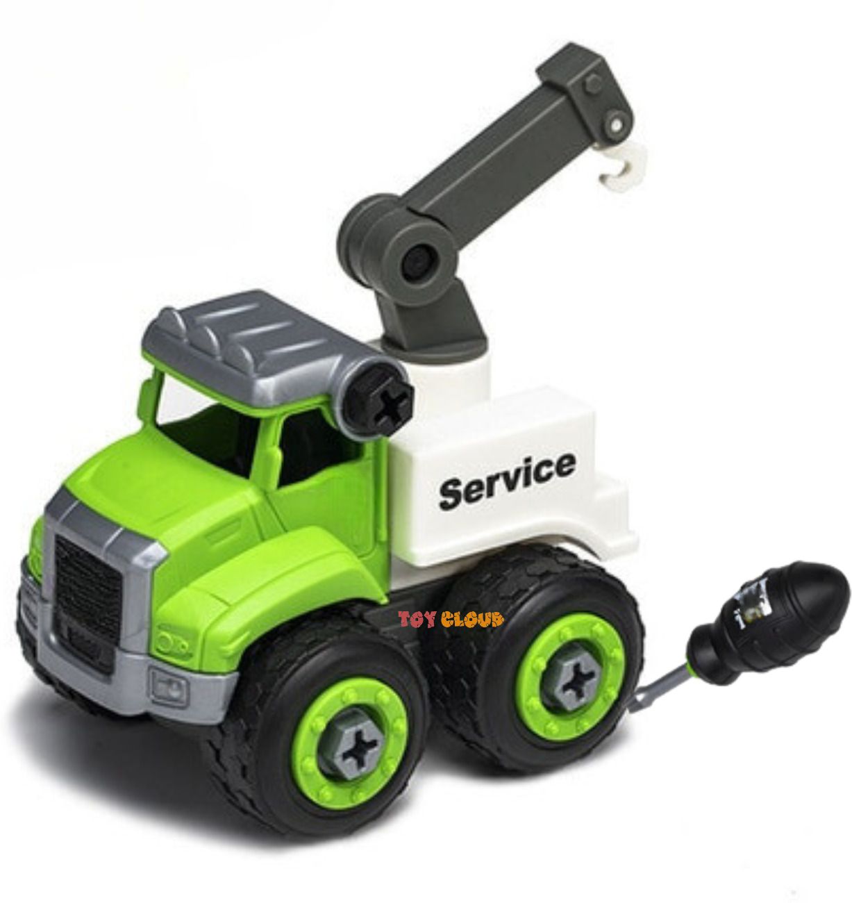 DIY Construction Vehicle Crane Service with Screwdriver, Unbreakable Plastic Toy-image-1
