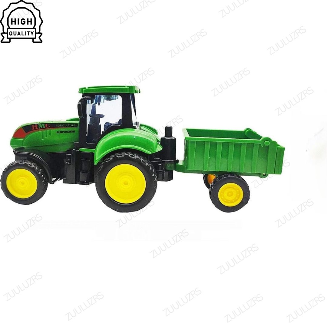 Mini Green Farm Tractor with Trolley-image-18