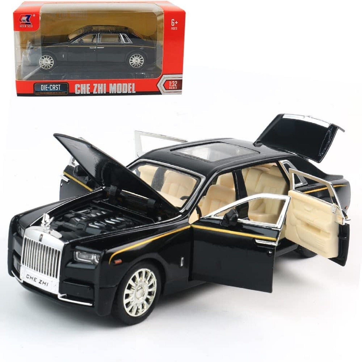 1/32 Scale Rolls-Royce Phantom Die-cast Model Toy Car Sound Light Metal-image-37