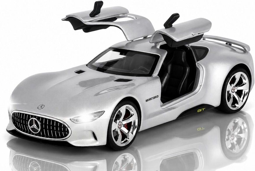 niyamat Die Cast Sports Car Toy with Opening Gullwing Doors Silver 1:32 Scale-picture-23