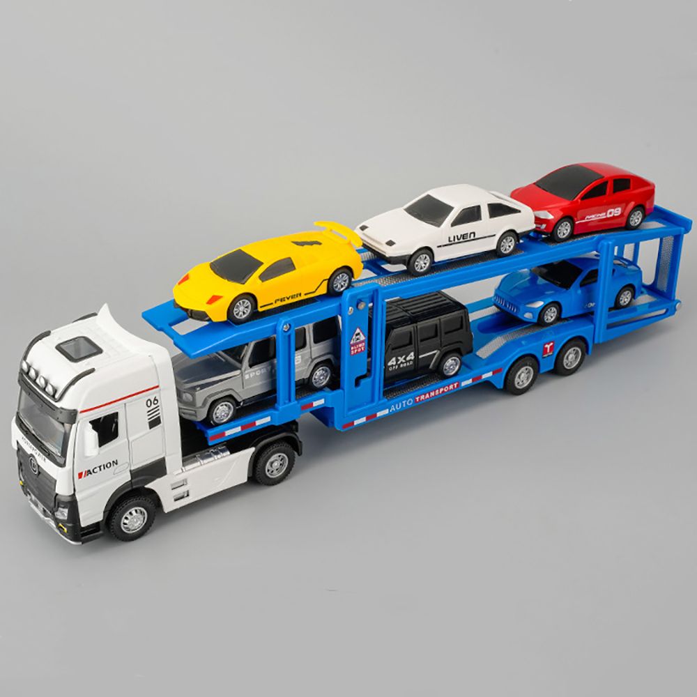 Carrier Truck Car Transporter Truck Toy with Sounds Lights Pull Back Trailer-image-45