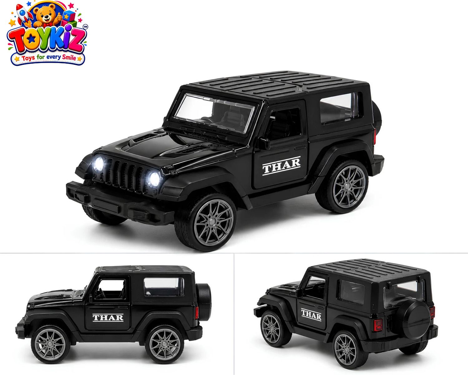 toykiz Diecast Metal SUV Car with Light & Sound, Pull Back Action, Openable Doors-picture-13