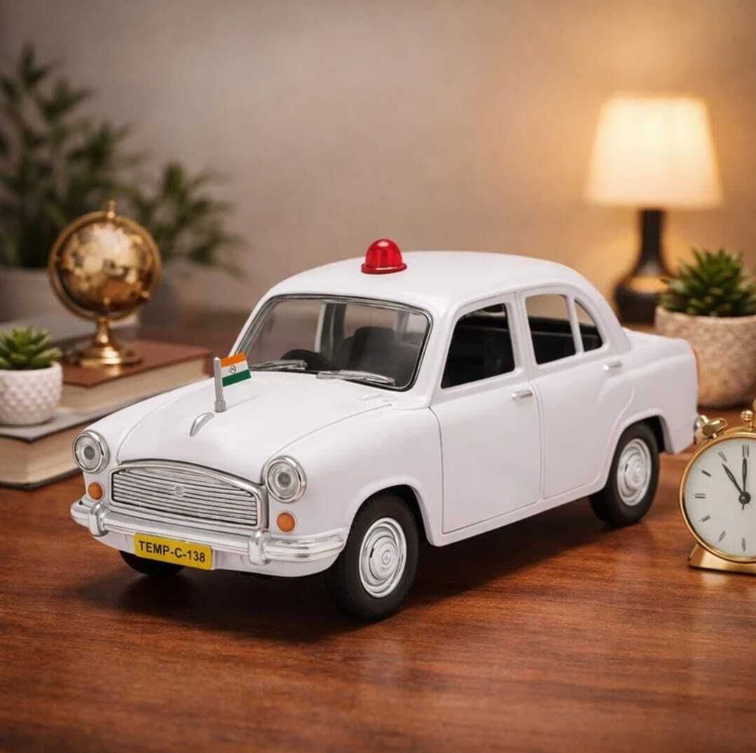 White Ambassador Car Toy for Kids Miniature Collectible Home Decor Showpiece-image-1