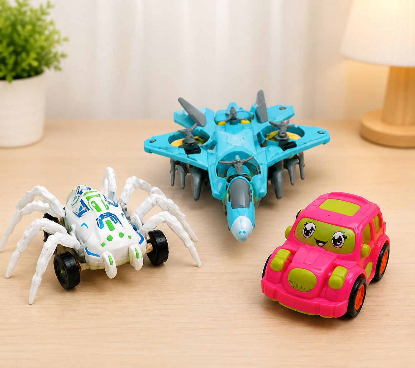pgi 3 Push & Go Vehicle Toy Set for Kids | Spider Car, Fighter Jet & Cartoon Car-picture-13