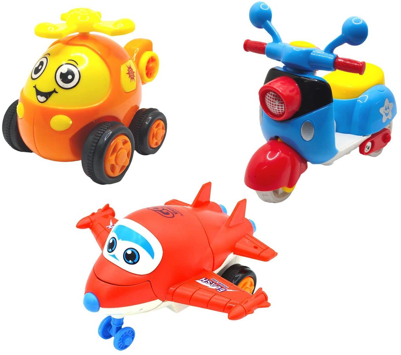 vworld Unbreakable Friction Powered Toy Set of Helicopter, Scooter & Robot Plane Kids-picture-41