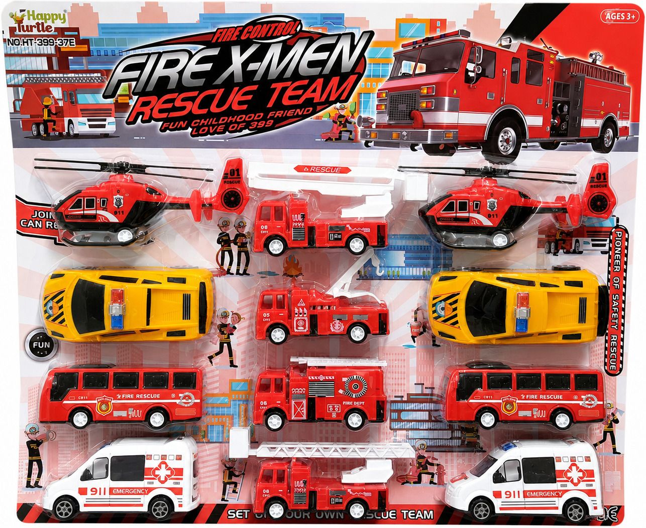 - Fire Rescue Vehicles Set 12 Pcs Pack - Durable Plastic - Realistic Details-image-0