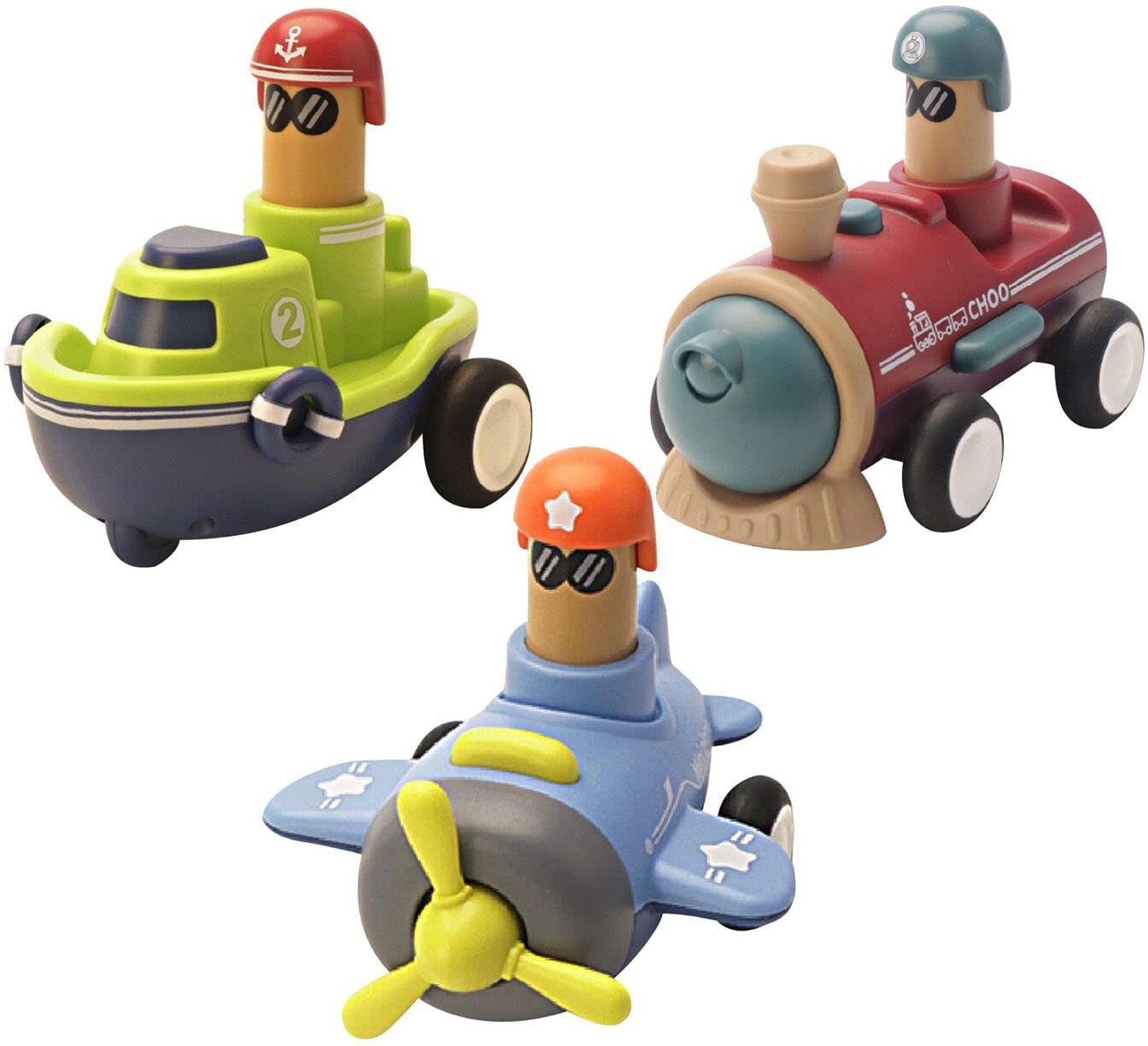 Push and Go unbreakable toy Set for Kids _ Plane, ,Train