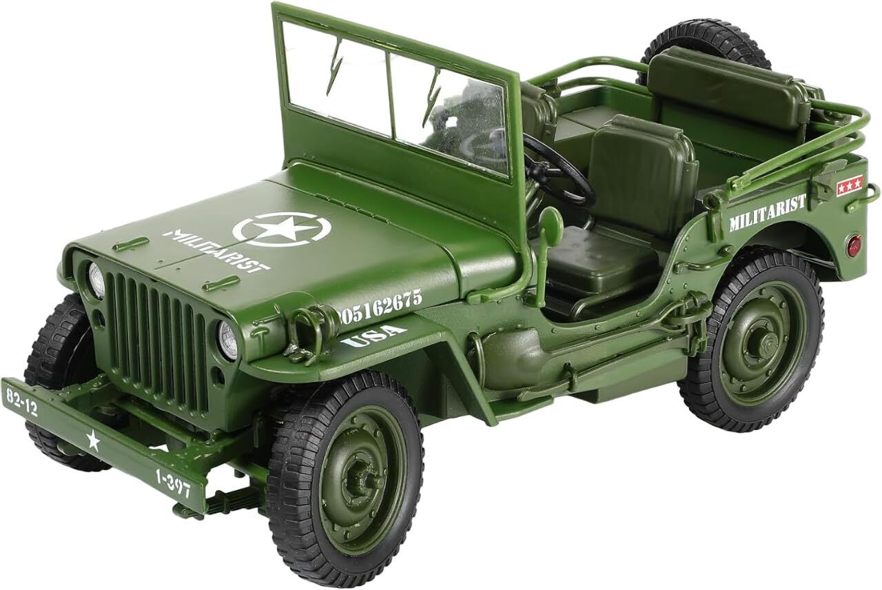 1:18 Die-Cast Willlys Jeeep with Open Bonnet,Front Windscreen & Working Steering