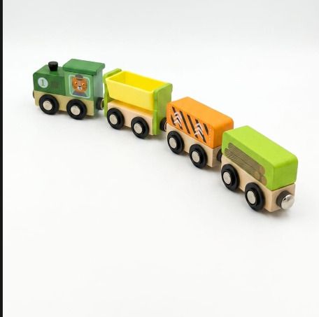 Magnetic Wooden Train Toy for Kids – Engine with 3 Cargo Wagons-image-35