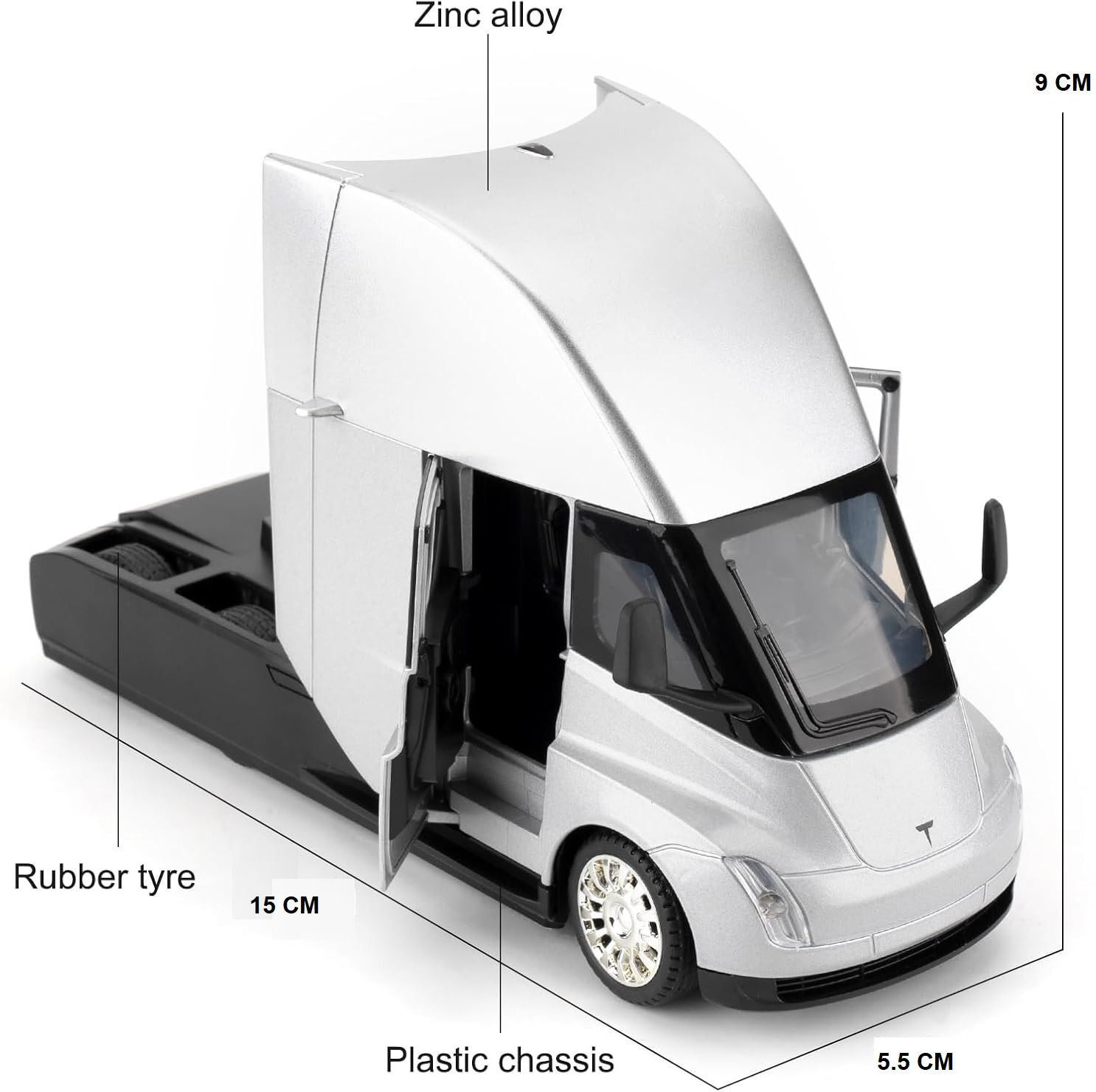 Tesla Toy Truck Semi Truck Head, Die-cast Pullback It For Move It Forward-image-46