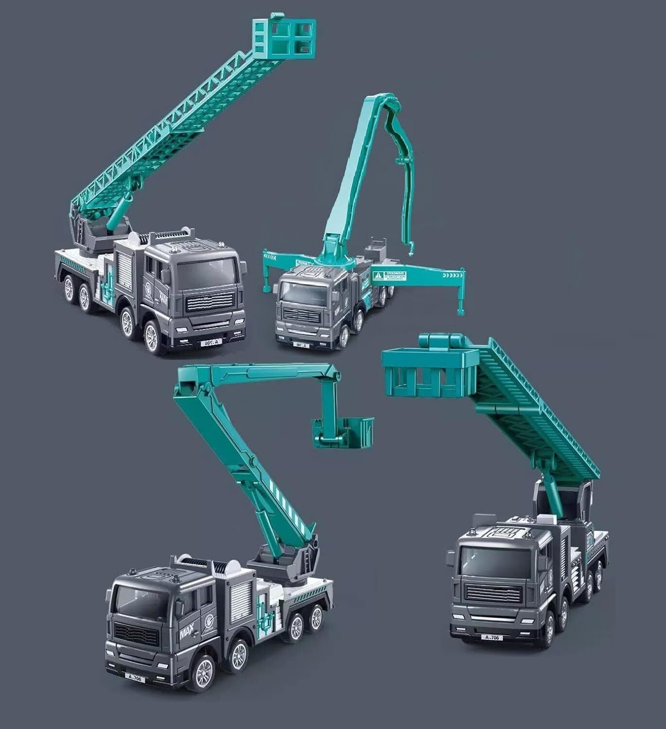 Die Cast Car Model Ladder Truck Cement Pump-image-40