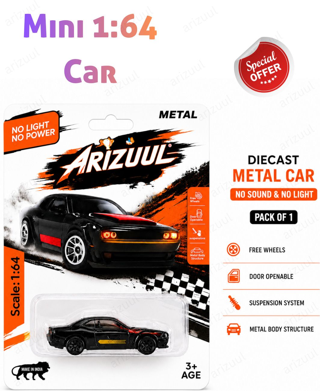 arizuul Dodge Challenger SRT Hellcat Diecast Metal Mini Vehicle 1:64 Scale Toy Car-picture-21