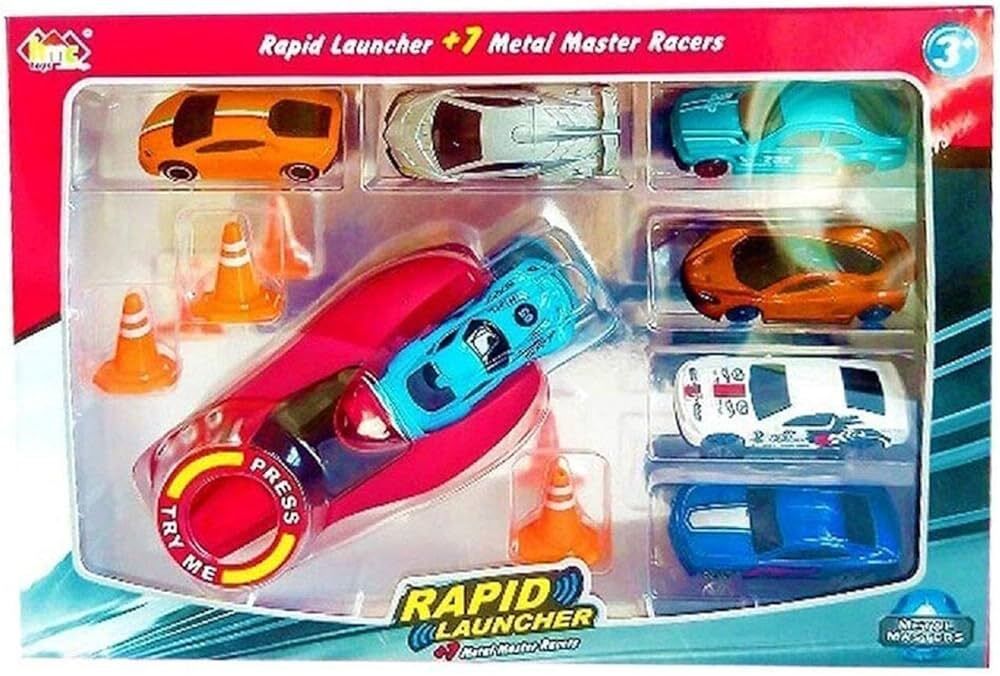 Rapid launcher Play Set Toy with 7 Die Cast Metal Stunt Car-image-11