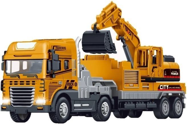 shipease Die cast Metal Excavator Truck Kids Friction Power Construction Toy Light Sound-picture-38