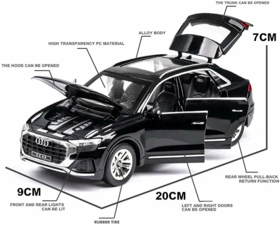 veryke 1:32 Audi Q8 Metal die cast Car Toy Light & Sound,Open Doors,Light ,Sound car-picture-23