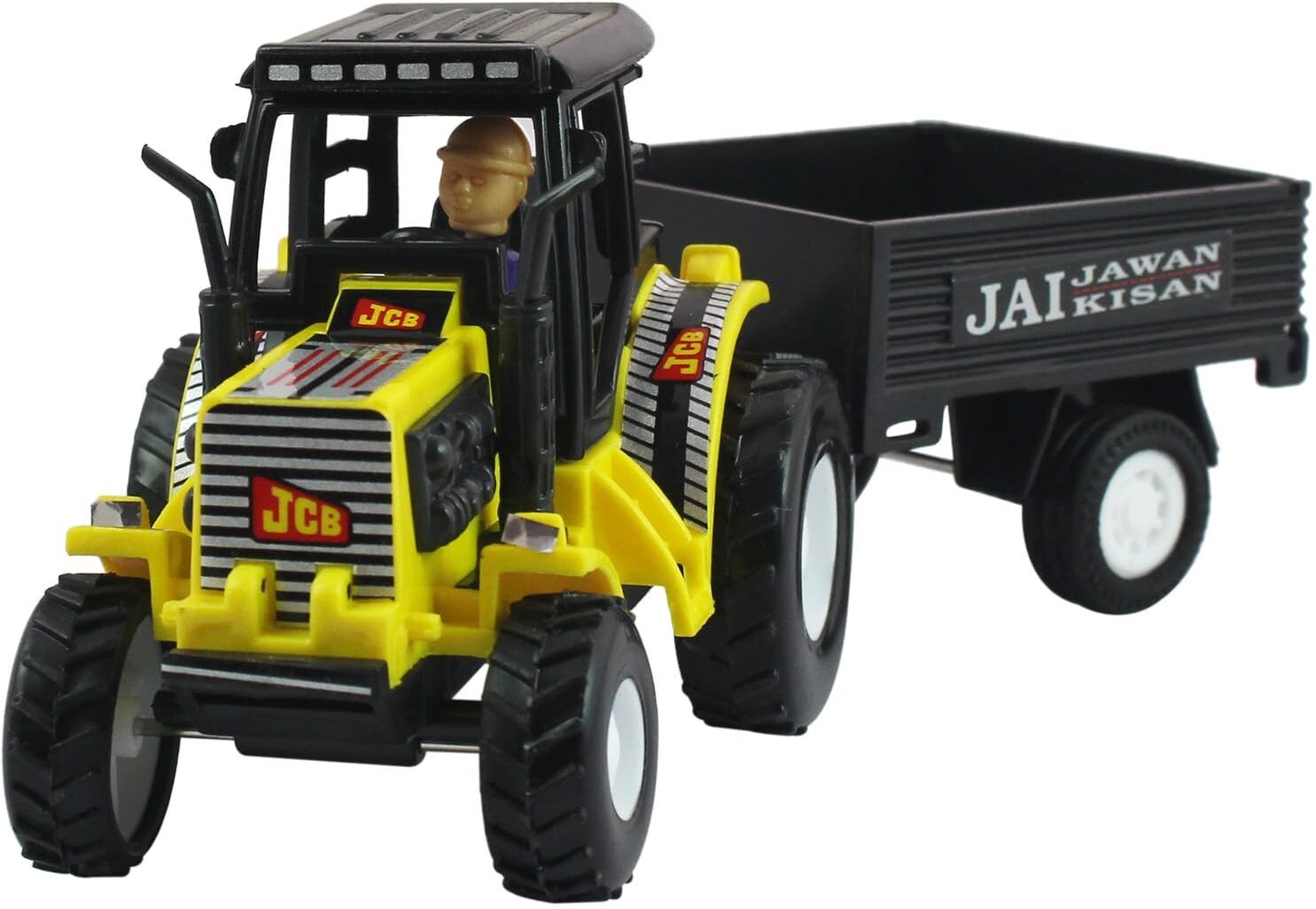 Tractor with Trolley | Pull Back |Opening Doors | Miniature Models | Yellow-image-8
