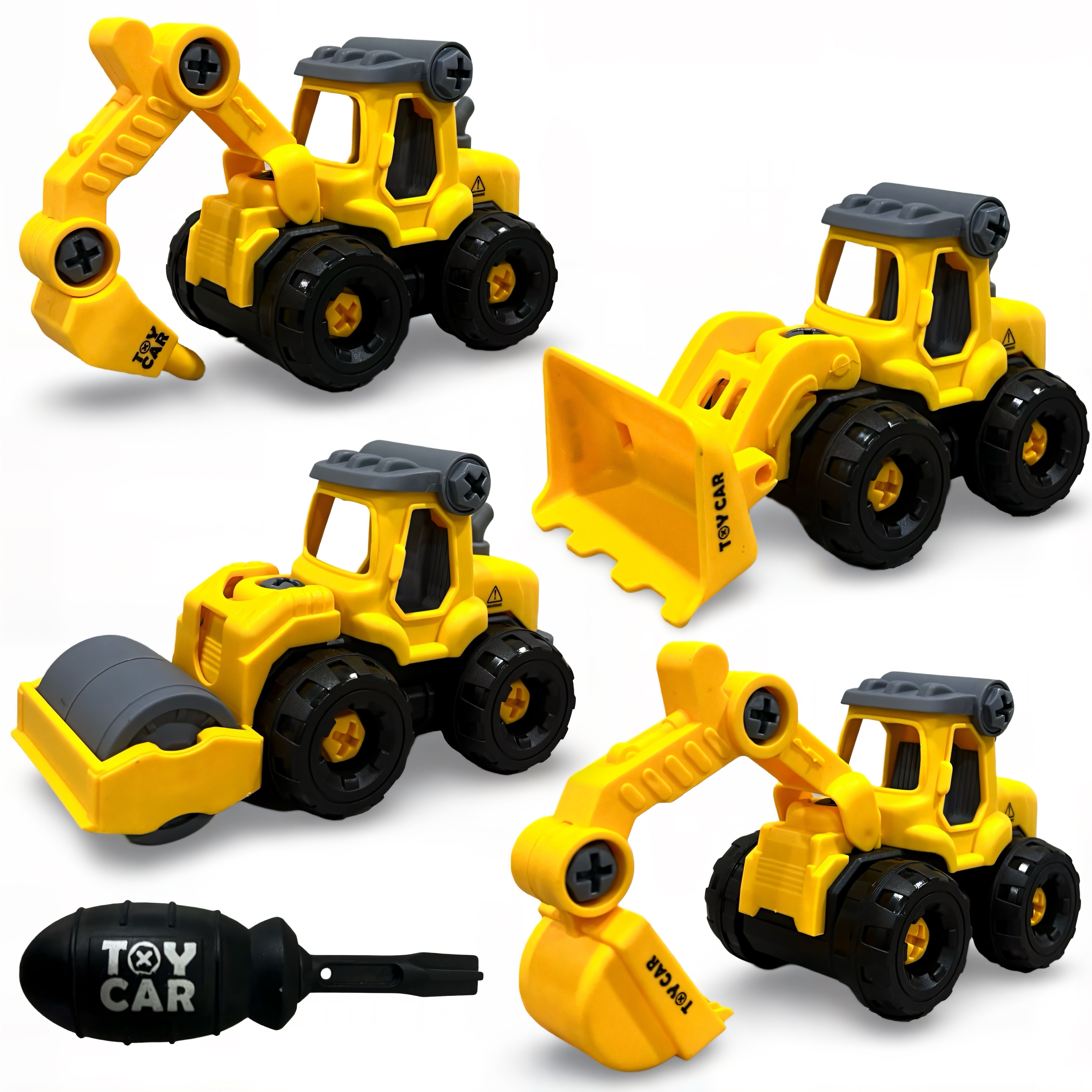 4pcs construction vehicle DIY set with screw driver