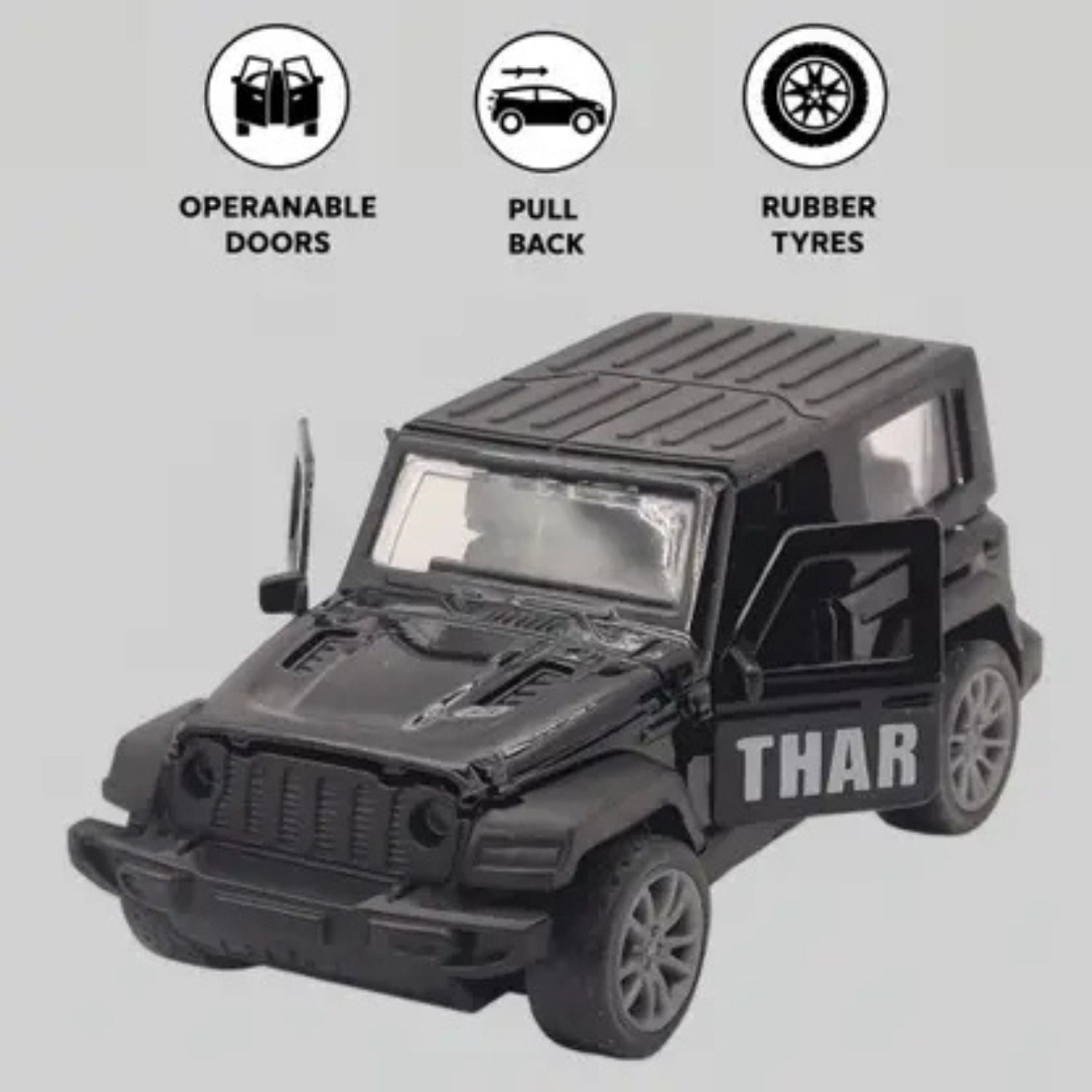 Thar 1:36 Alloy Diecast Jeep Toy with Openable Doors&Push Back Action-Kids-image-29