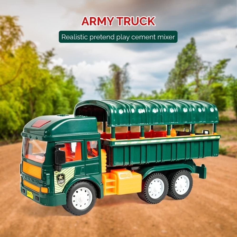 Friction Powered Army Truck Toy - Green-ZK1-image-28
