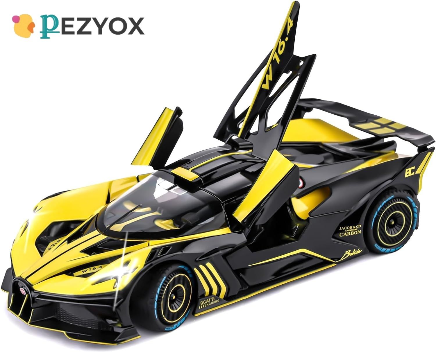 1:24 Bugatti Bolide Car Toy with Lights and music, Pull back Car Toys for Kids-image-12