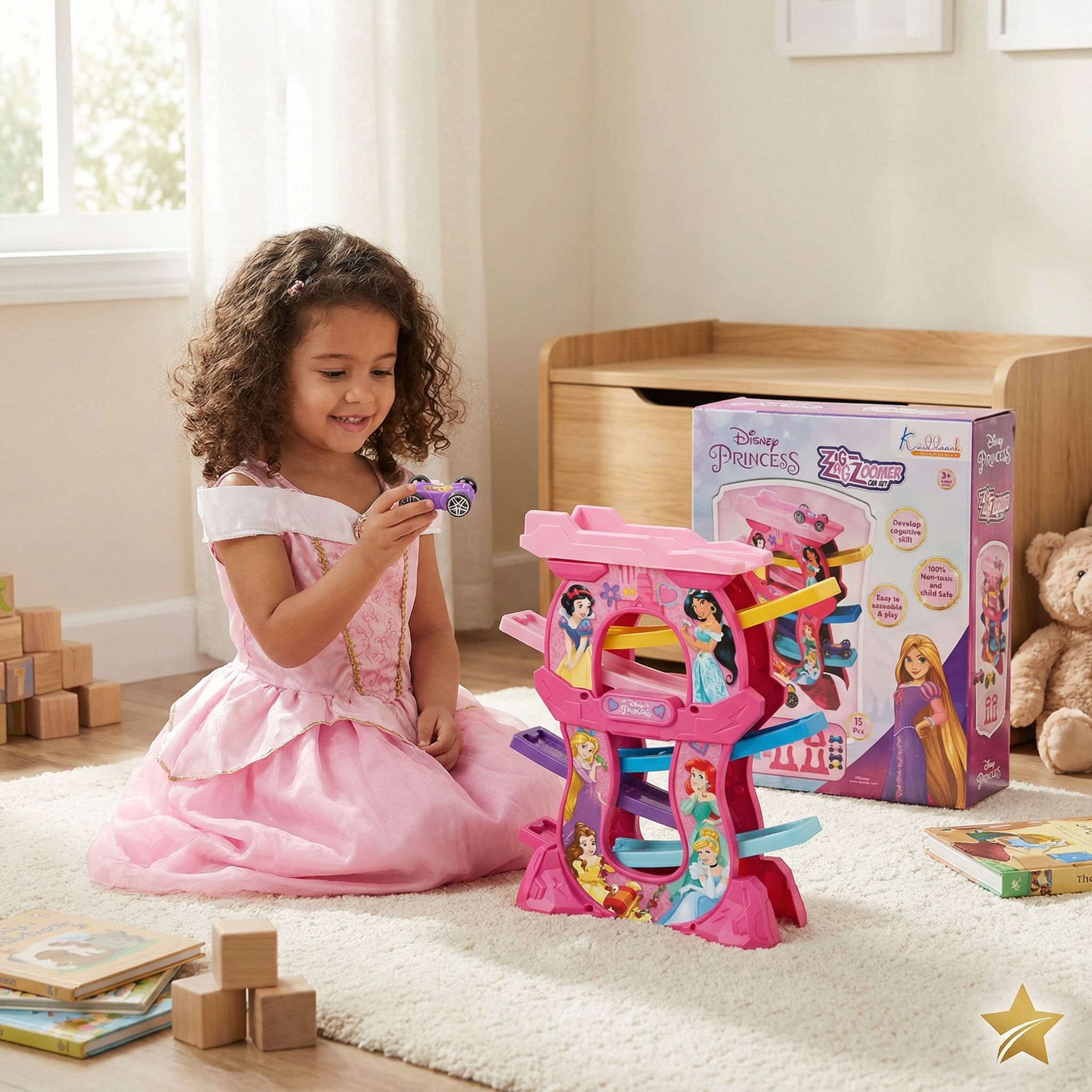 Princess Zig Zag Zoomer Ramp Racer Car Track for Toddlers-image-32