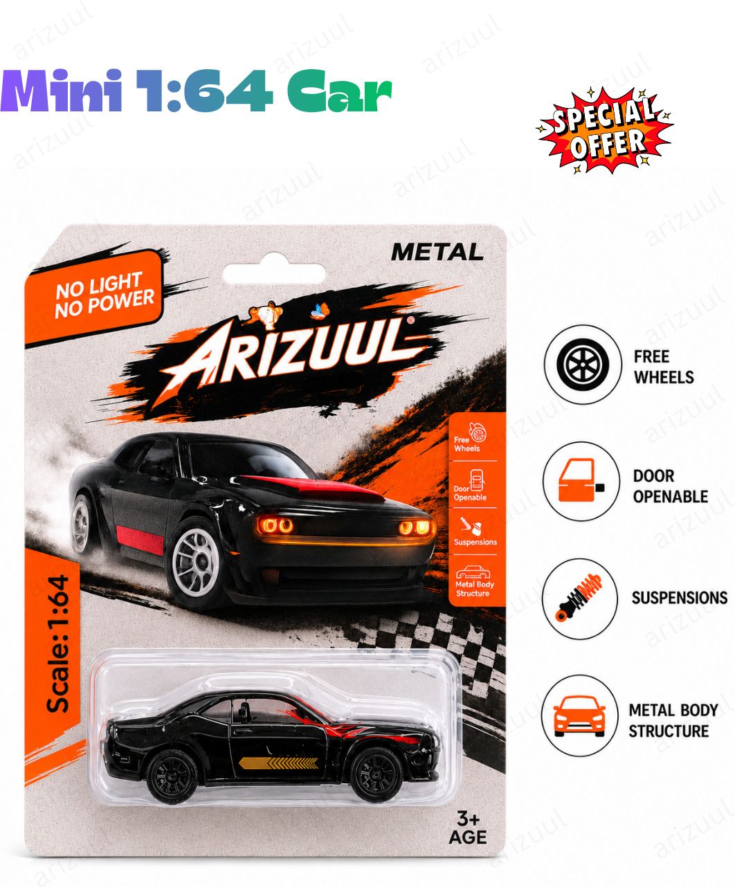 arizuul Dodge Challenger Diecast Racing Car Toy with Openable Door and Premium Finish-picture-35