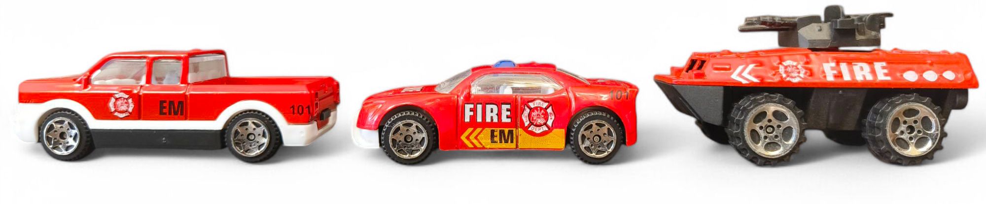 3 in 1 Truck Set Collection Fire Department Metal Diecast Model of 1:64 Scale