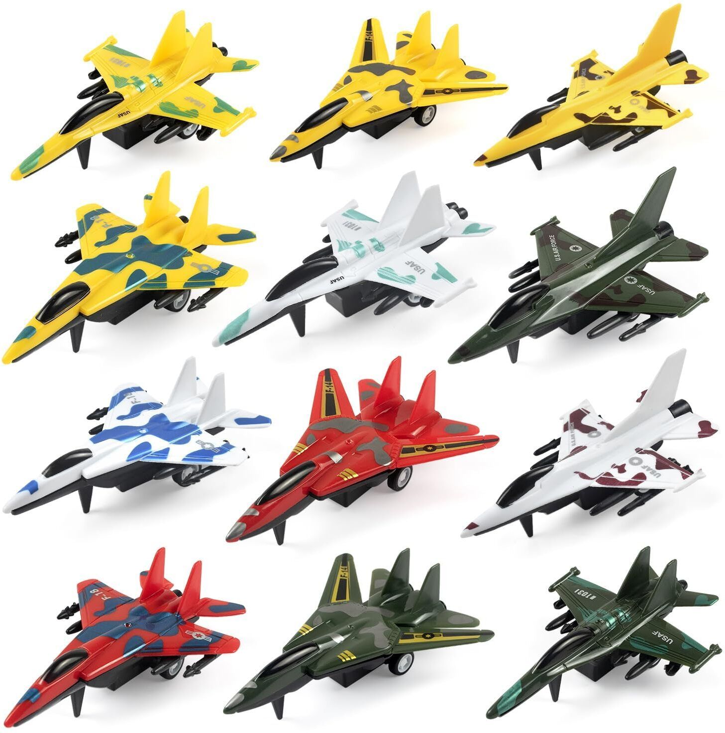 12Pcs Military Fighter Jet Airplane Toy for Kids Pull Back Airplane Flying Toys-image-7